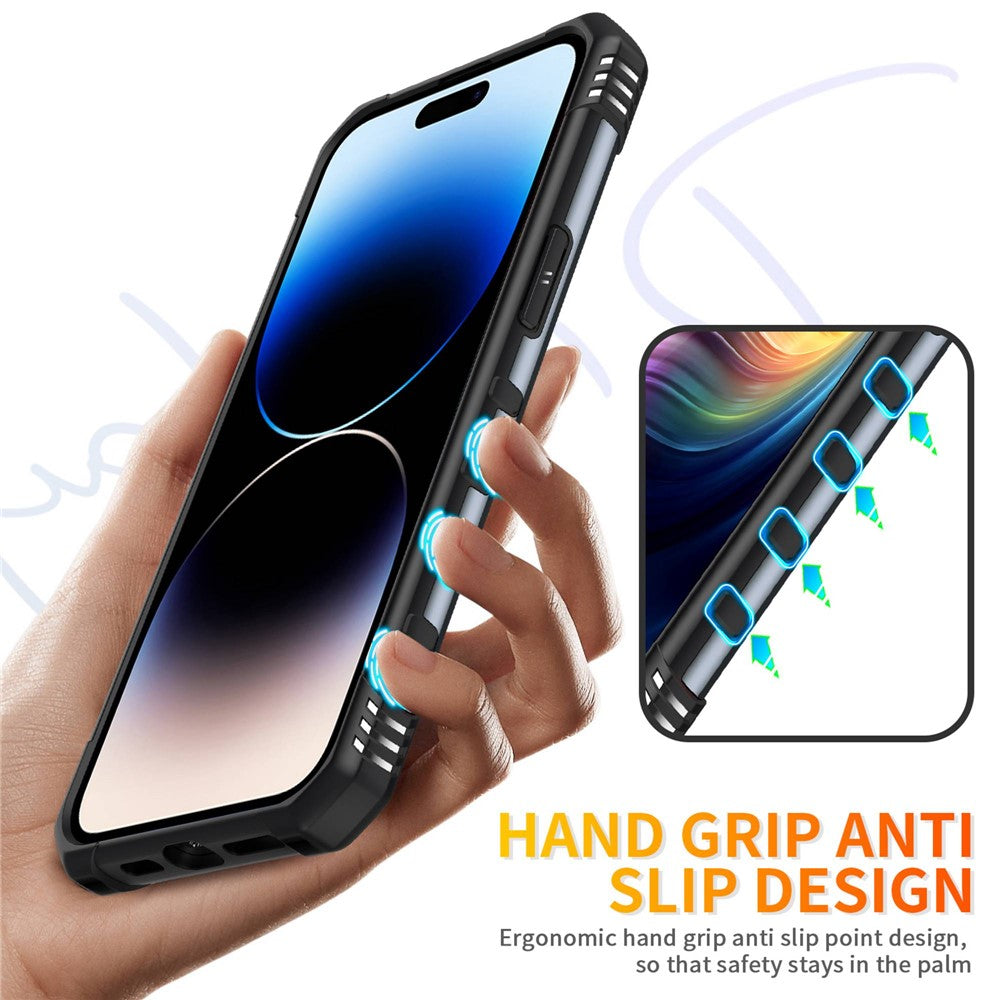 For iPhone 14 Pro Max Armor Case Hard PC Soft TPU Impact-Resistant Protective Cover with Ring Kickstand