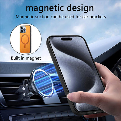 B1 For iPhone 16 Pro Leather Back Case Compatible with MagSafe Skin-Touch Phone Cover
