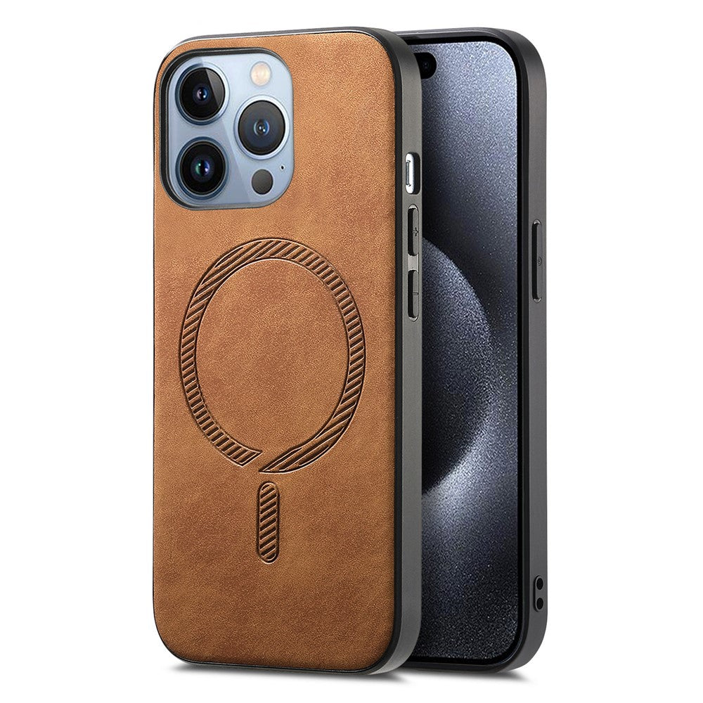 B1 For iPhone 16 Pro Leather Back Case Compatible with MagSafe Skin-Touch Phone Cover