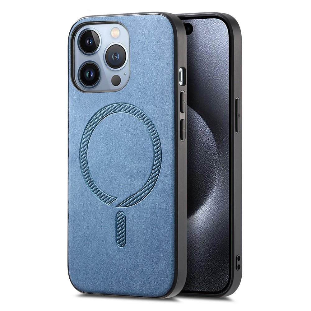 B1 For iPhone 16 Pro Leather Back Case Compatible with MagSafe Skin-Touch Phone Cover