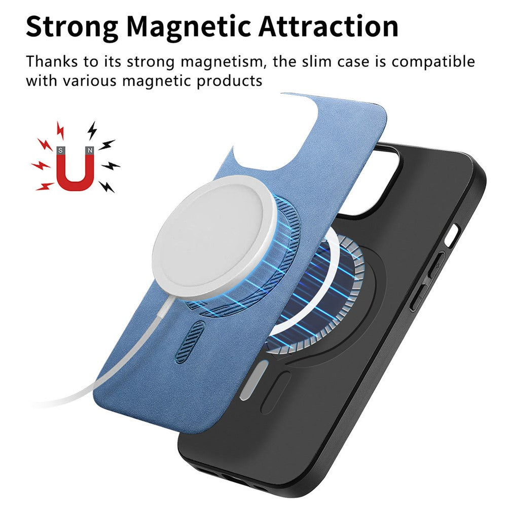 B1 For iPhone 16 Pro Max Leather Back Case Compatible with MagSafe Skin-Touch Phone Cover