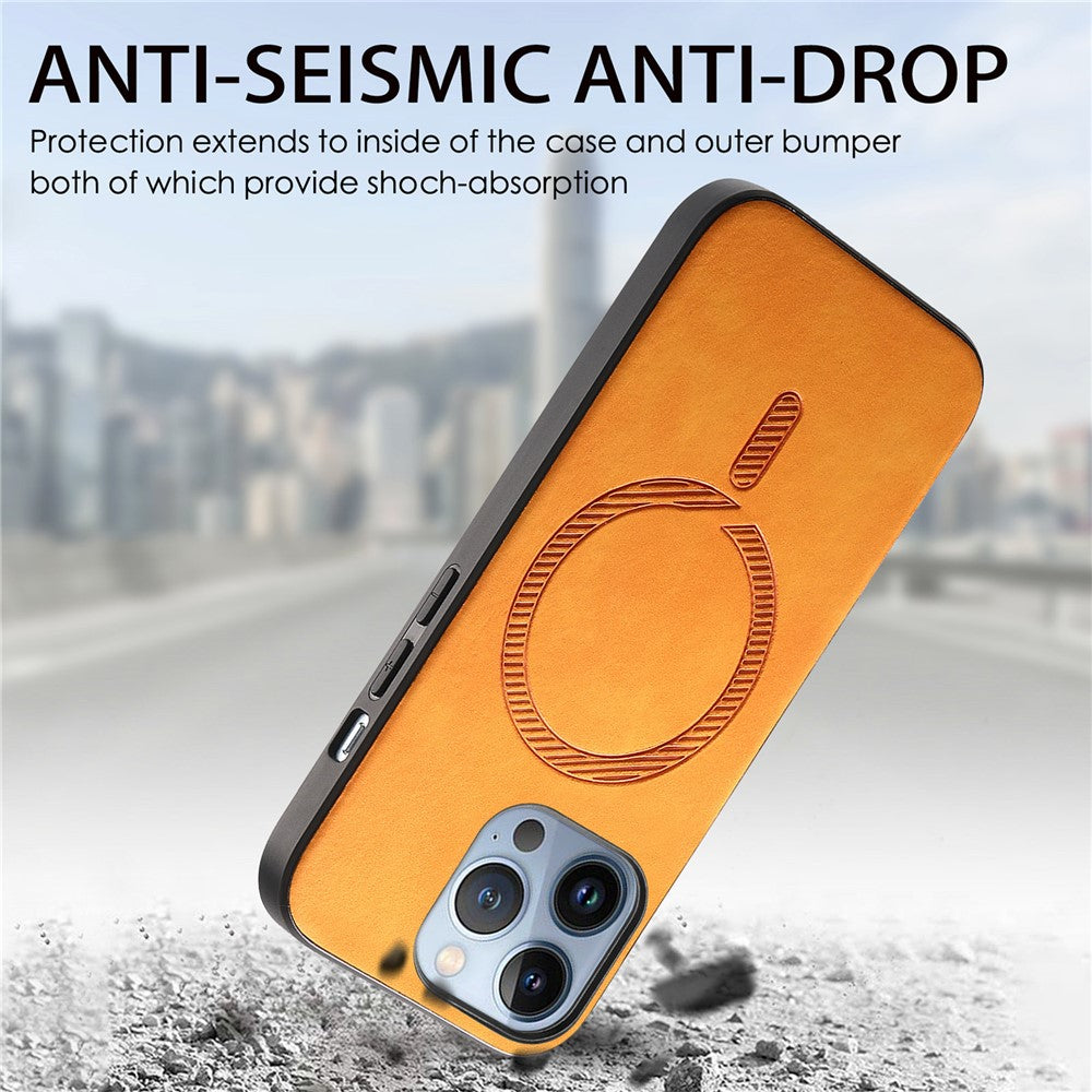 B1 For iPhone 16 Pro Max Leather Back Case Compatible with MagSafe Skin-Touch Phone Cover