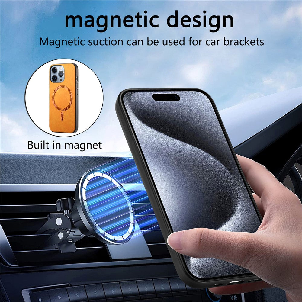 B1 For iPhone 16 Pro Max Leather Back Case Compatible with MagSafe Skin-Touch Phone Cover
