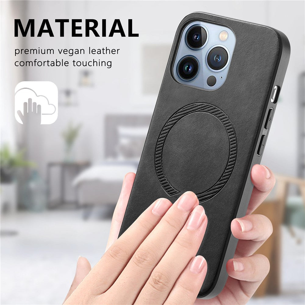 B1 For iPhone 16 Pro Max Leather Back Case Compatible with MagSafe Skin-Touch Phone Cover
