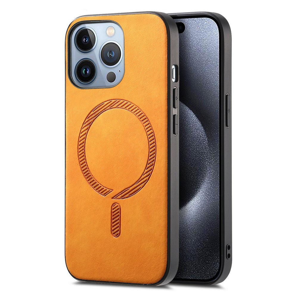 B1 For iPhone 16 Pro Max Leather Back Case Compatible with MagSafe Skin-Touch Phone Cover