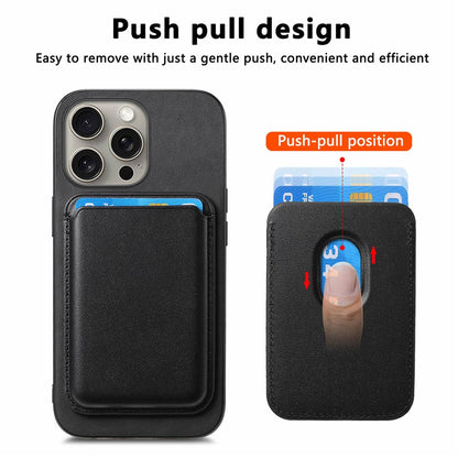 B2 For iPhone 16 Pro Case Detachable Magnetic Card Bag Leather+TPU Phone Cover