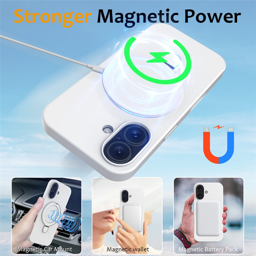 For iPhone 16 Case Compatible with MagSafe Kickstand PC + Silicone Phone Cover
