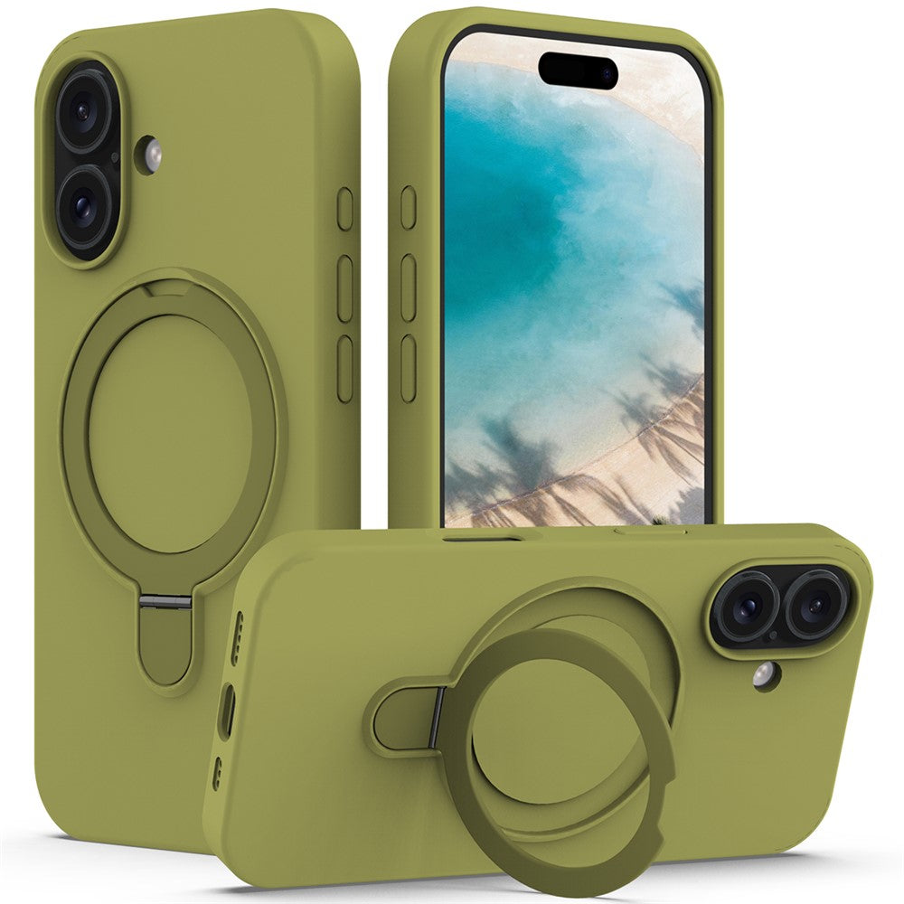 For iPhone 16 Case Compatible with MagSafe Kickstand PC + Silicone Phone Cover