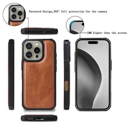For iPhone 16 Pro Magnetic Case Detachable PU Leather Zipper Wallet Cover