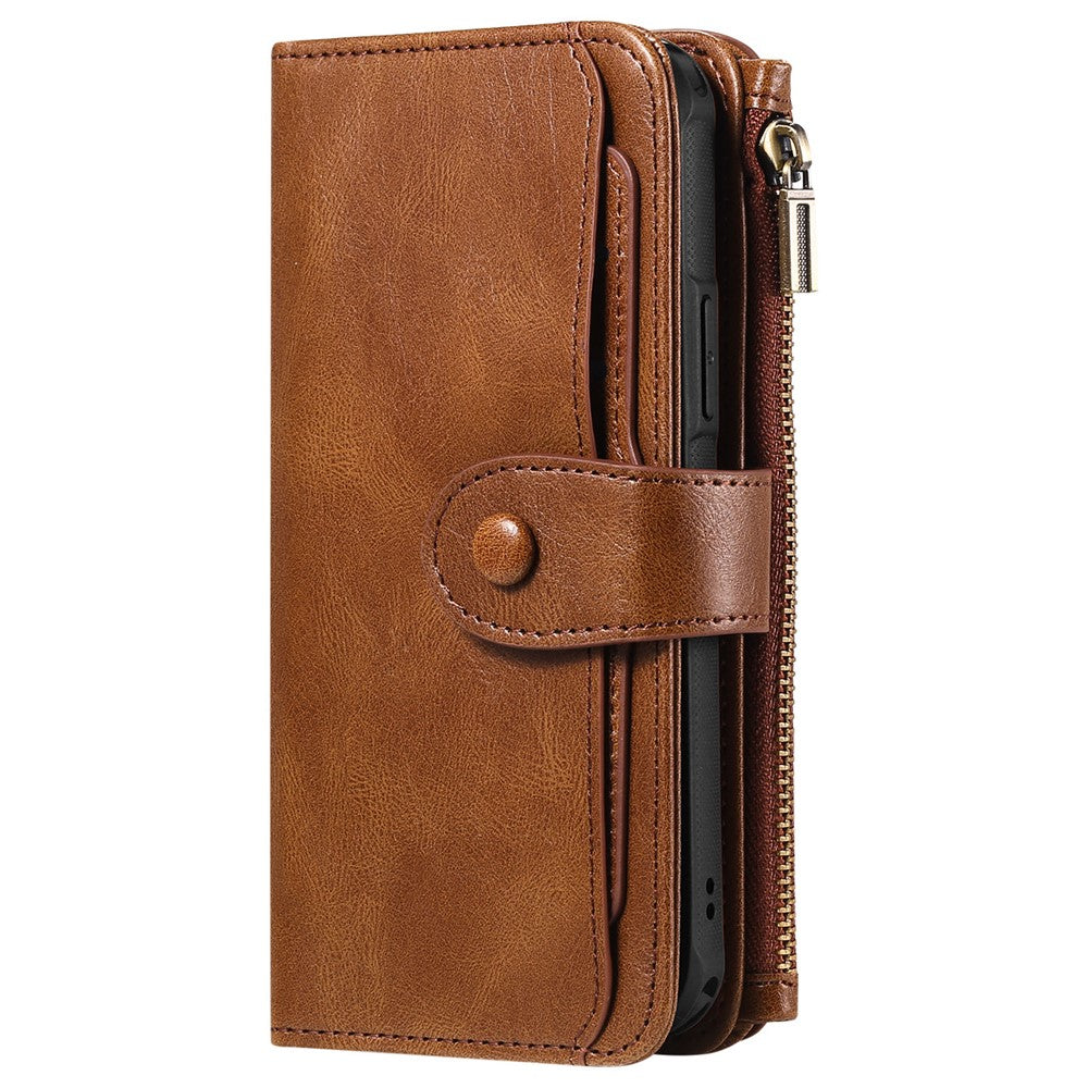 For iPhone 16 Pro Max Magnetic Case Detachable PU Leather Zipper Wallet Cover