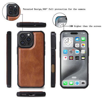 For iPhone 16 Pro Max Magnetic Case Detachable PU Leather Zipper Wallet Cover