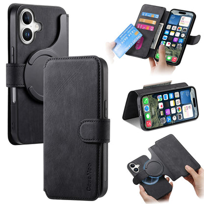 For iPhone 16 Magnetic Case CASENEO Detachable Leather Phone Wallet Cover