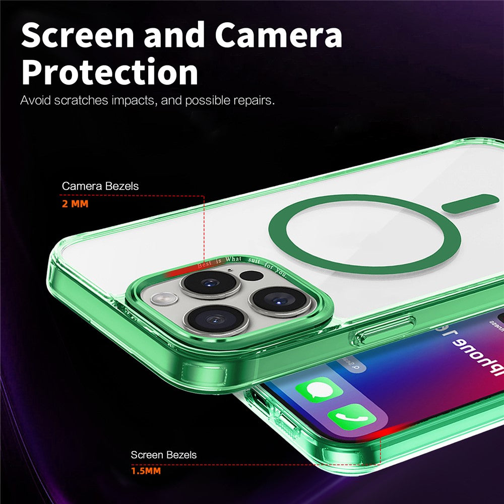 For iPhone 16 Pro Case Compatible with MagSafe TPU+PC Transparent Phone Cover