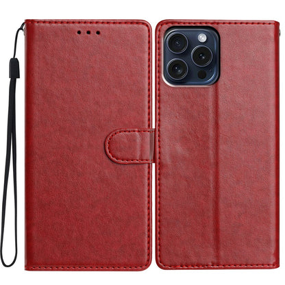 For iPhone 14 Pro Leather Phone Case Wallet Stand Cover with Handy Strap