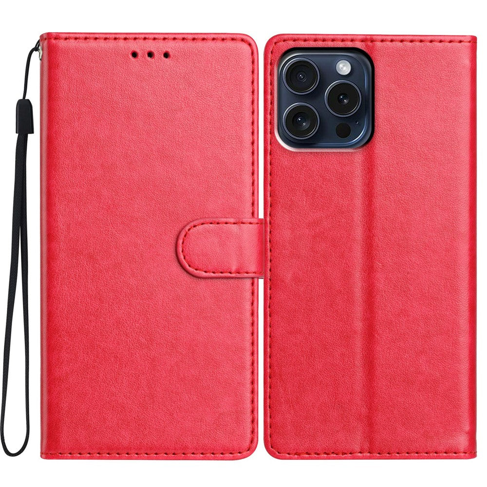 For iPhone 14 Pro Leather Phone Case Wallet Stand Cover with Handy Strap