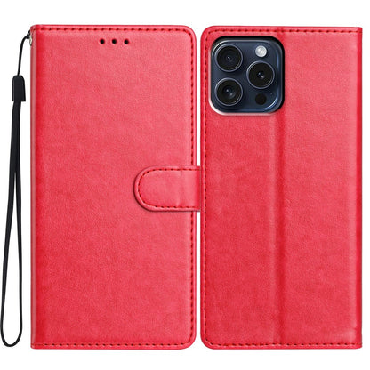 For iPhone 14 Pro Leather Phone Case Wallet Stand Cover with Handy Strap