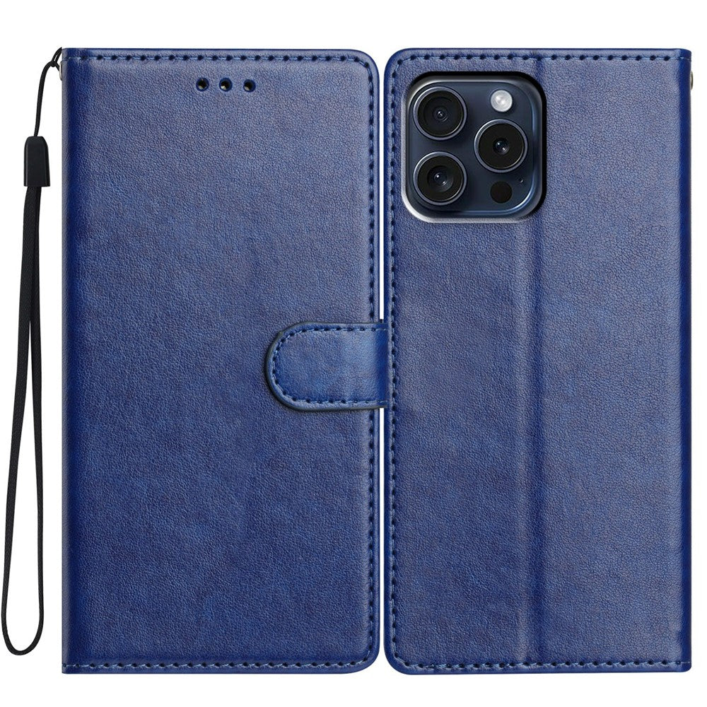 For iPhone 14 Pro Leather Phone Case Wallet Stand Cover with Handy Strap