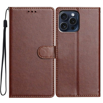 For iPhone 14 Pro Leather Phone Case Wallet Stand Cover with Handy Strap