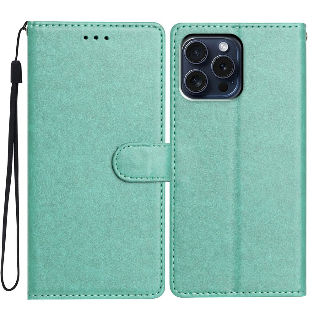 For iPhone 14 Pro Leather Phone Case Wallet Stand Cover with Handy Strap