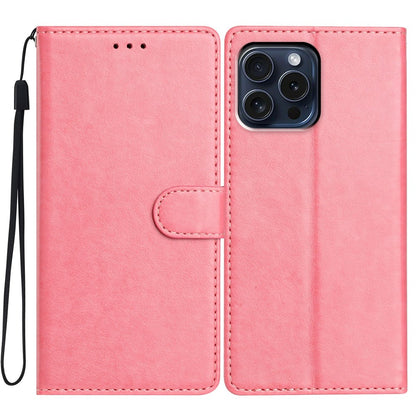For iPhone 14 Pro Leather Phone Case Wallet Stand Cover with Handy Strap