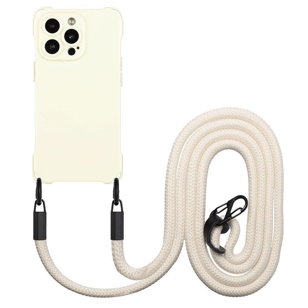 For iPhone 16 Pro Max TPU Case Four Corner Drop-Proof Back Cover with Long Strap