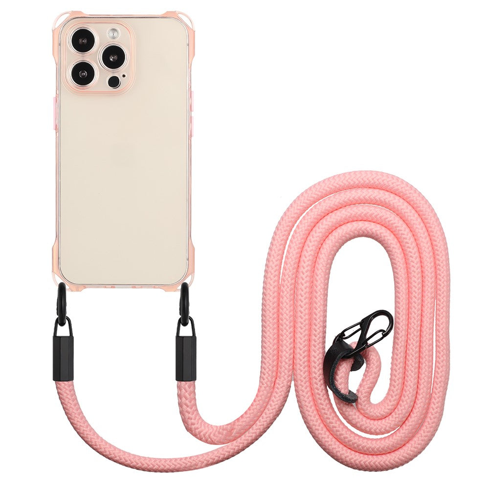 For iPhone 16 Pro Max TPU Case Four Corner Drop-Proof Back Cover with Long Strap