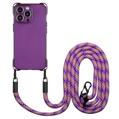 For iPhone 16 Pro Max TPU Case Four Corner Drop-Proof Back Cover with Long Strap