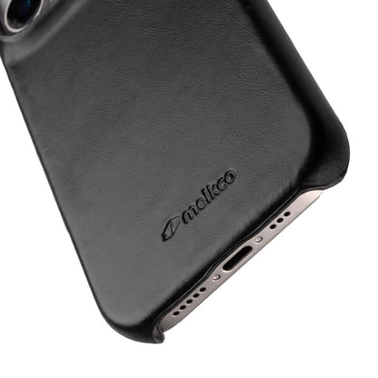MELKCO For iPhone 16 Pro Max Case Compatible with MagSafe Waxy Genuine Cow Leather PC Phone Back Cover