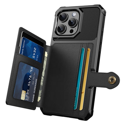 ZM03 For iPhone 16 Pro Max Case with Card Holder PU Leather+TPU Phone Back Cover