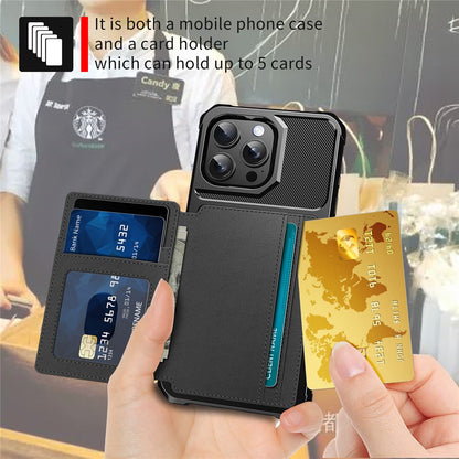 ZM03 For iPhone 16 Pro Max Case with Card Holder PU Leather+TPU Phone Back Cover