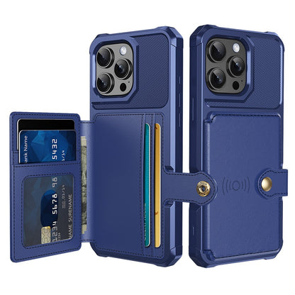 ZM03 For iPhone 16 Pro Max Case with Card Holder PU Leather+TPU Phone Back Cover