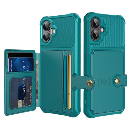 ZM03 For iPhone 16 Case with Card Holder PU Leather+TPU Phone Back Cover