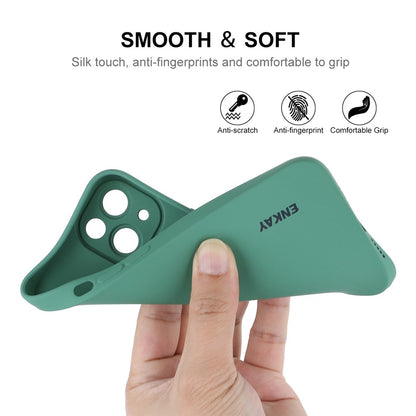 ENKAY HAT PRINCE For iPhone 14 Plus Solid Color Soft Liquid Silicone Case Camera Lens Precise Cutout Drop-proof Cover