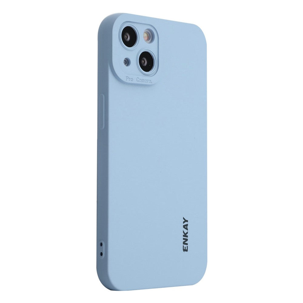 ENKAY HAT PRINCE For iPhone 14 Plus Solid Color Soft Liquid Silicone Case Camera Lens Precise Cutout Drop-proof Cover