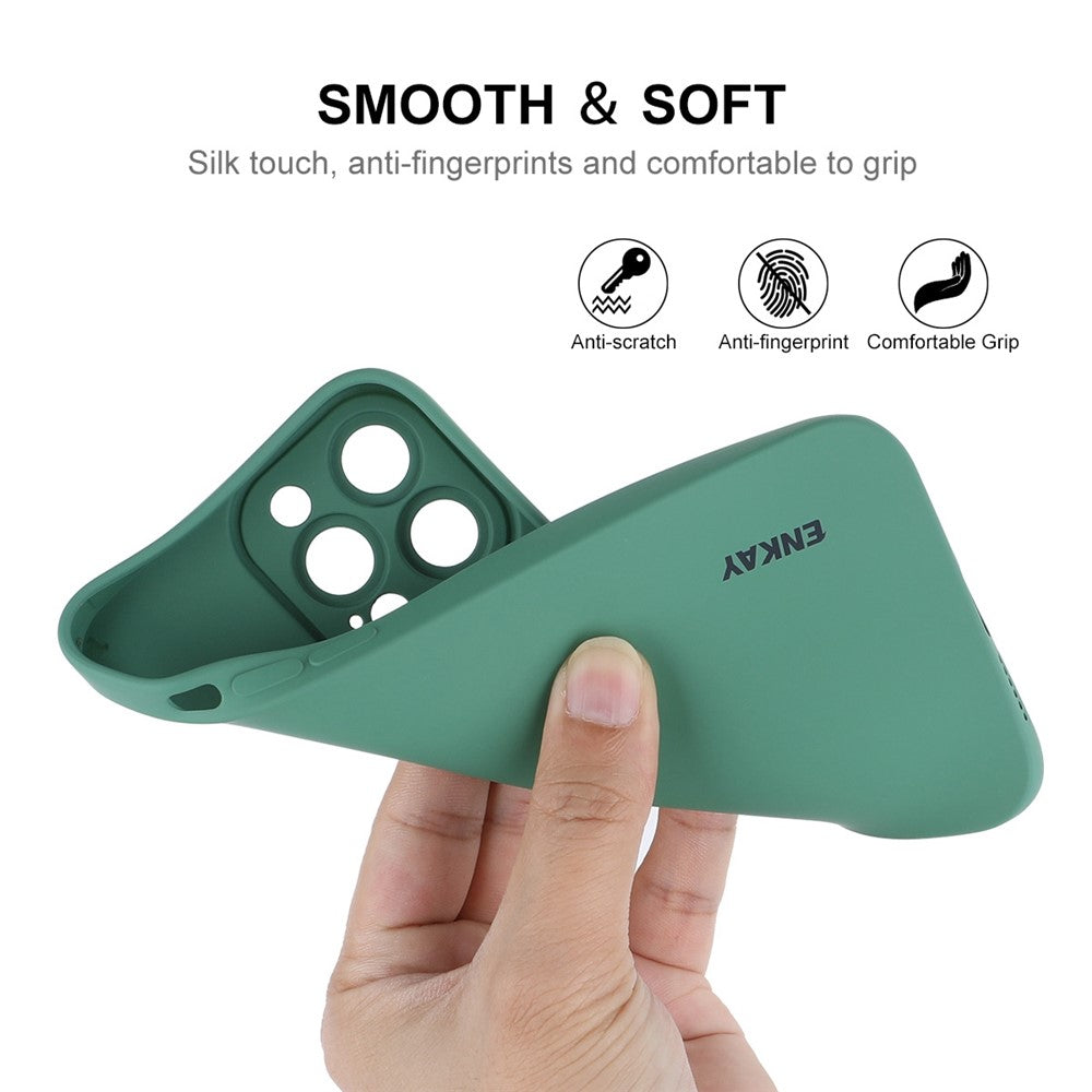 ENKAY HAT PRINCE For iPhone 14 Pro Max Camera Lens Precise Cutout Liquid Silicone Case Solid Color Phone Protective Cover