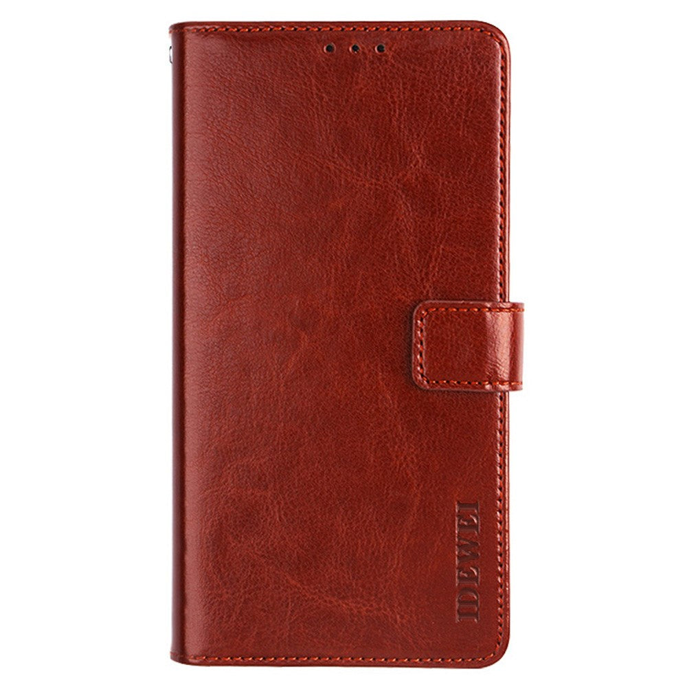 IDEWEI Phone Flip Wallet Case for iPhone 14, Magnetic Closure Crazy Horse Textured Anti-scratch PU Leather Phone Cover Stand