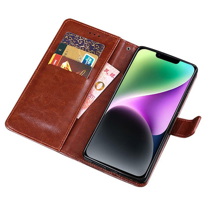 IDEWEI Phone Flip Wallet Case for iPhone 14, Magnetic Closure Crazy Horse Textured Anti-scratch PU Leather Phone Cover Stand