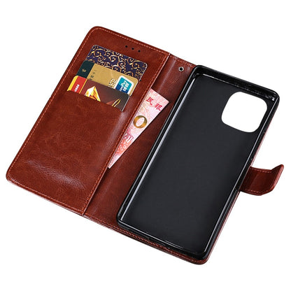 IDEWEI Phone Flip Wallet Case for iPhone 14, Magnetic Closure Crazy Horse Textured Anti-scratch PU Leather Phone Cover Stand