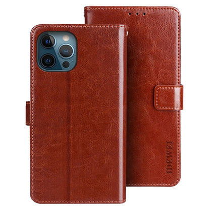IDEWEI Phone Wallet Case for iPhone 14 Pro Max, Anti-fall Crazy Horse Textured PU Leather Phone Shell Magnetic Closure Flip Cover Stand