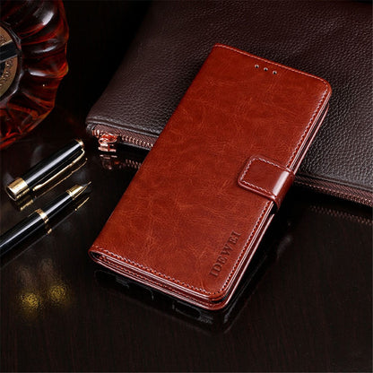 IDEWEI Phone Wallet Case for iPhone 14 Pro Max, Anti-fall Crazy Horse Textured PU Leather Phone Shell Magnetic Closure Flip Cover Stand