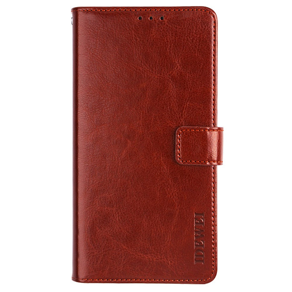 IDEWEI Phone Wallet Case for iPhone 14 Pro Max, Anti-fall Crazy Horse Textured PU Leather Phone Shell Magnetic Closure Flip Cover Stand
