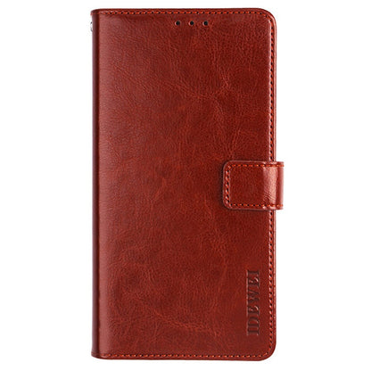 IDEWEI Phone Wallet Case for iPhone 14 Pro Max, Anti-fall Crazy Horse Textured PU Leather Phone Shell Magnetic Closure Flip Cover Stand