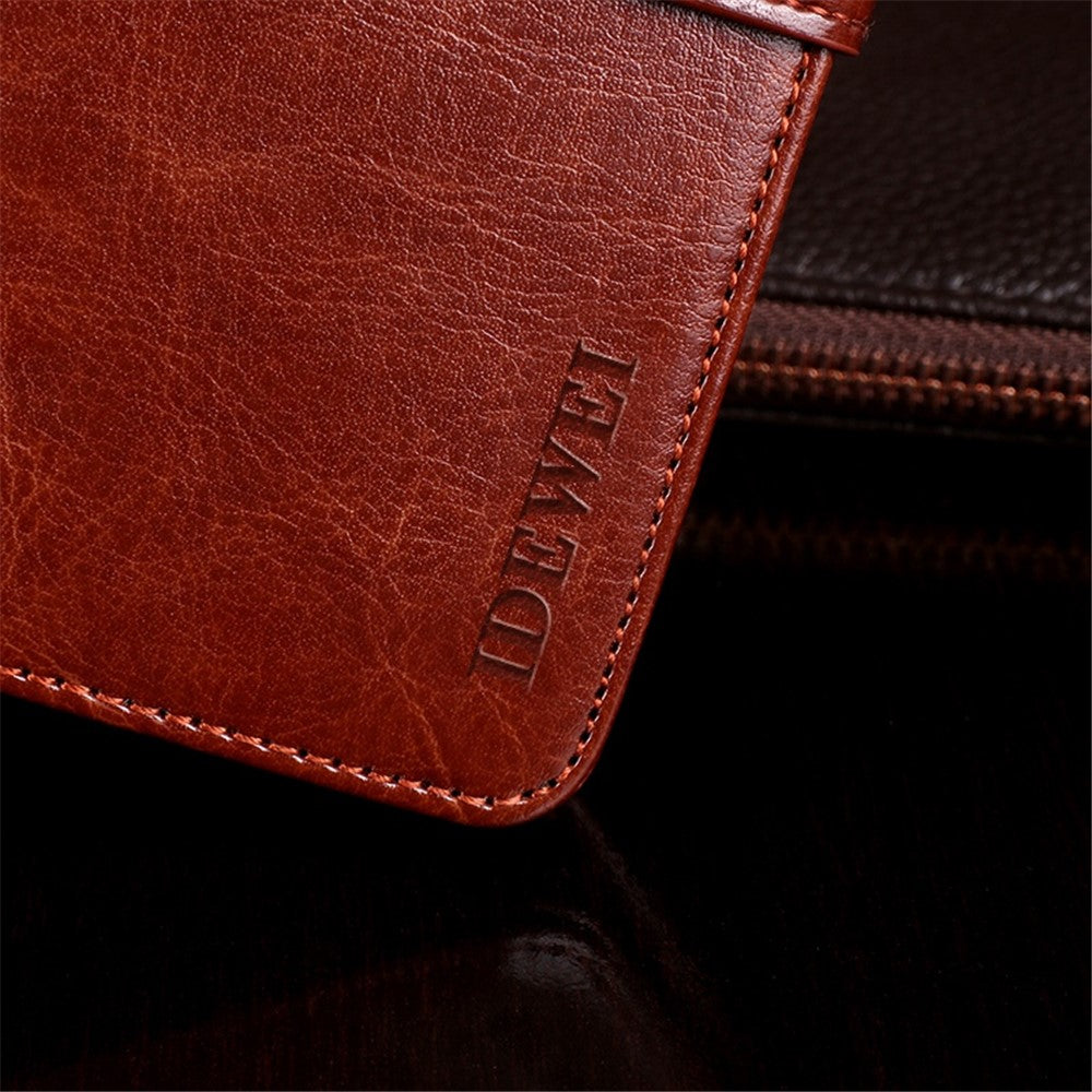 IDEWEI Phone Wallet Case for iPhone 14 Pro Max, Anti-fall Crazy Horse Textured PU Leather Phone Shell Magnetic Closure Flip Cover Stand