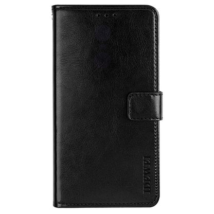IDEWEI Phone Wallet Case for iPhone 14 Pro Max, Anti-fall Crazy Horse Textured PU Leather Phone Shell Magnetic Closure Flip Cover Stand