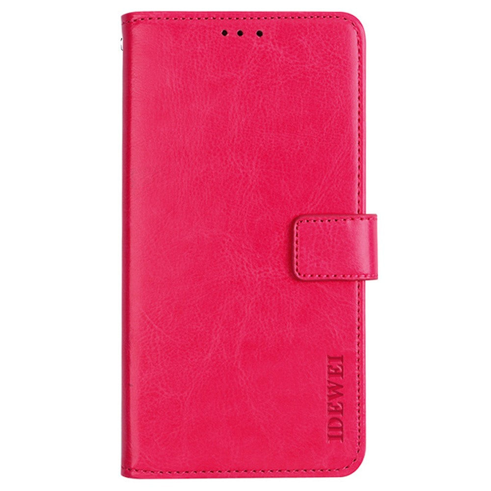 IDEWEI Phone Wallet Case for iPhone 14 Pro Max, Anti-fall Crazy Horse Textured PU Leather Phone Shell Magnetic Closure Flip Cover Stand