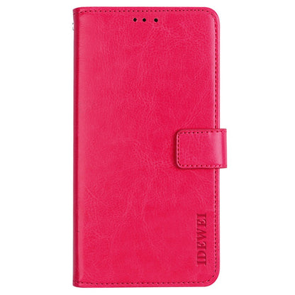IDEWEI Phone Wallet Case for iPhone 14 Pro Max, Anti-fall Crazy Horse Textured PU Leather Phone Shell Magnetic Closure Flip Cover Stand
