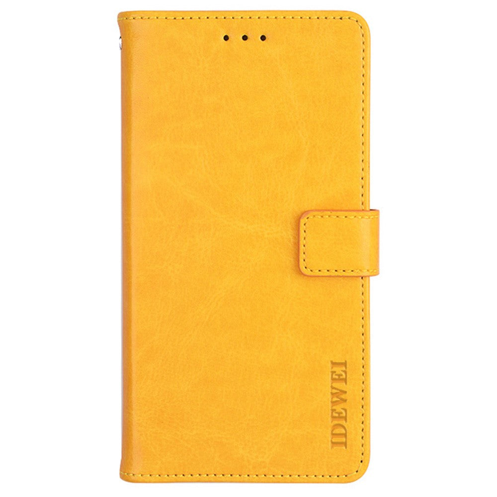 IDEWEI Phone Wallet Case for iPhone 14 Pro Max, Anti-fall Crazy Horse Textured PU Leather Phone Shell Magnetic Closure Flip Cover Stand