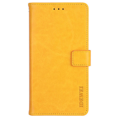 IDEWEI Phone Wallet Case for iPhone 14 Pro Max, Anti-fall Crazy Horse Textured PU Leather Phone Shell Magnetic Closure Flip Cover Stand
