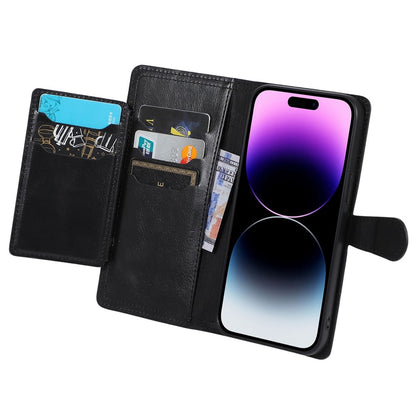 For iPhone 14 Pro Max Drop-proof Zipper Pocket Phone Flip Wallet Case with Magnetic Buckle Protective PU Leather Phone Cover Stand