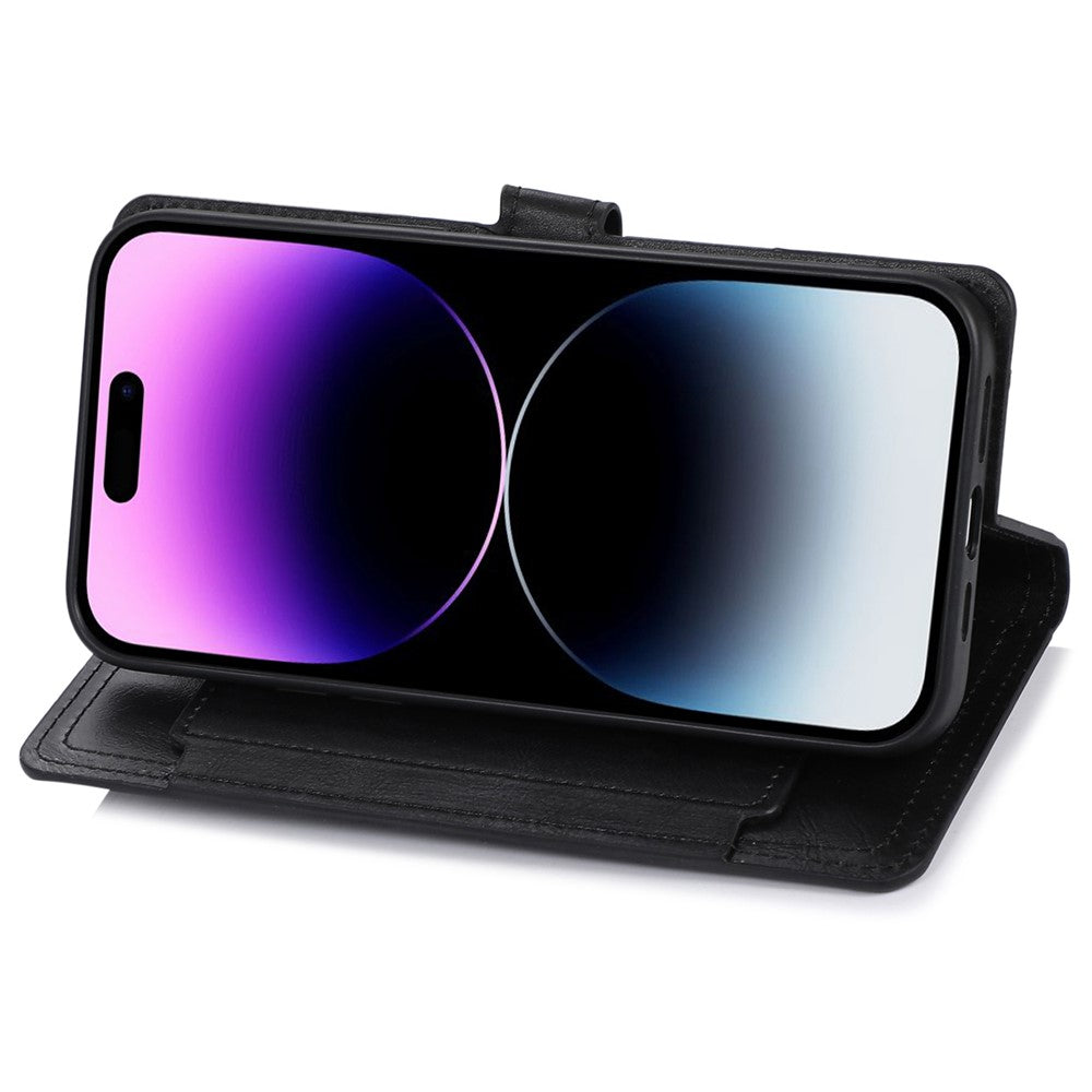 For iPhone 14 Pro Max Drop-proof Zipper Pocket Phone Flip Wallet Case with Magnetic Buckle Protective PU Leather Phone Cover Stand